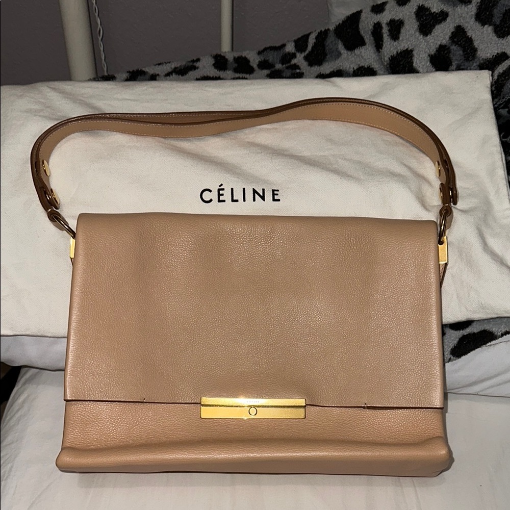 Céline Tan Leather Shoulder Bag
